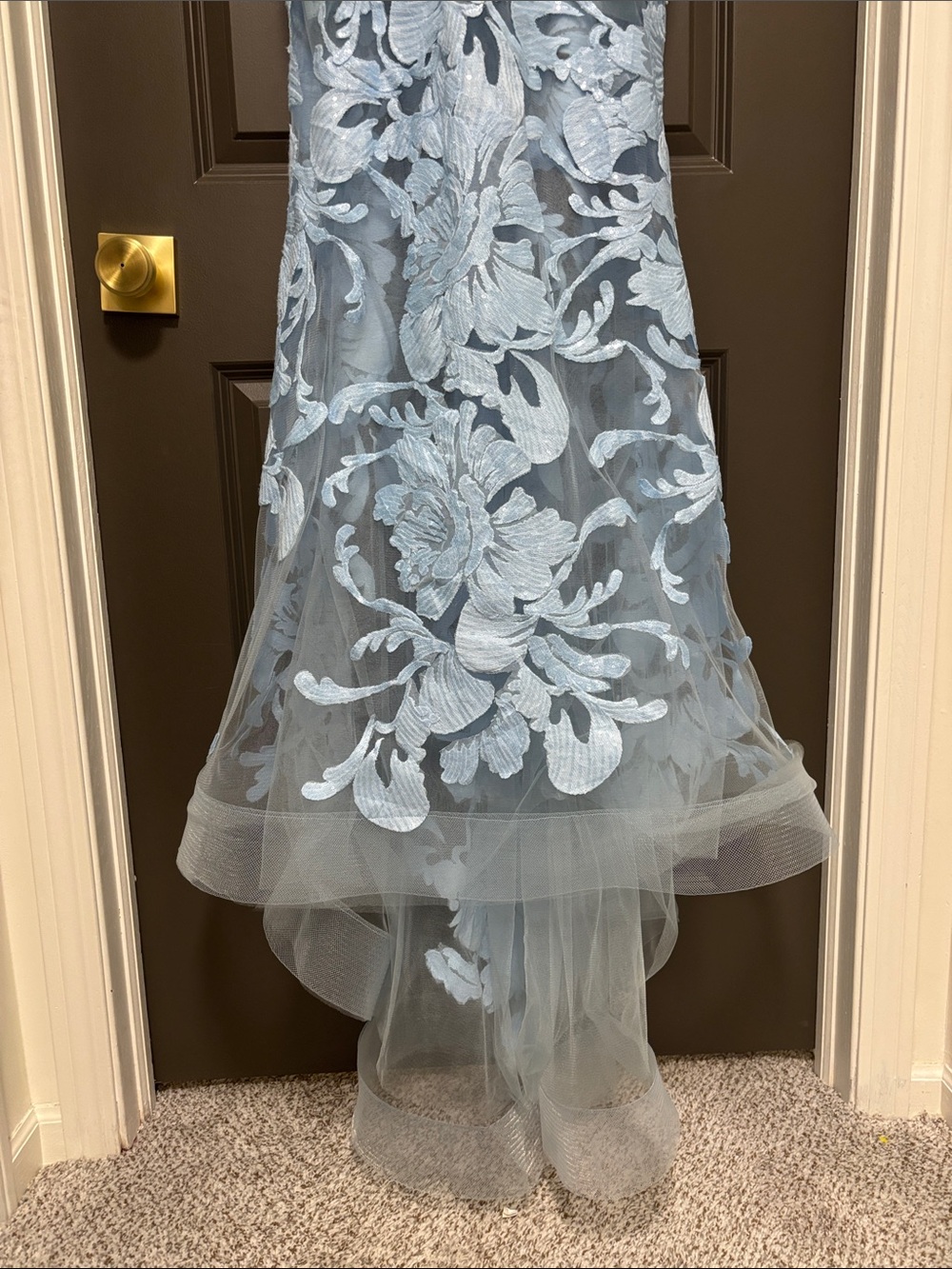 Jovani light blue lace mesh dress 10 - Picture 3 of 13